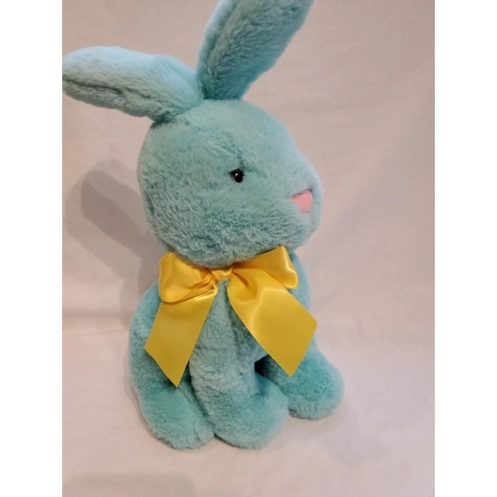 Destination Holiday Bunny Rabbit Plush Stuffed Animal Mint Green Yellow Bow